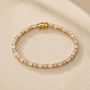 DHARIN Mixed-Cut Tennis Bracelet - 14K white gold 1.5ct, round and emerald-cut alternating, flat lay