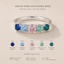DHARIN Five-Stone Gradient Ring - Ocean Pink, blue to pink to rose graduating gemstones, S925 silver