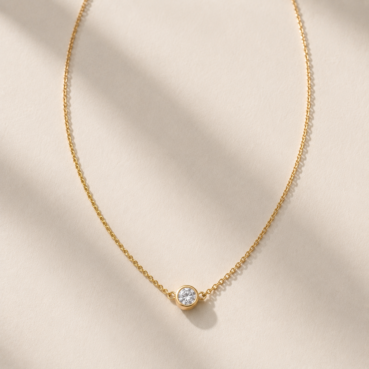 DHARIN Solitaire Floating Diamond Pendant - 18K gold vermeil version, warm gold tone