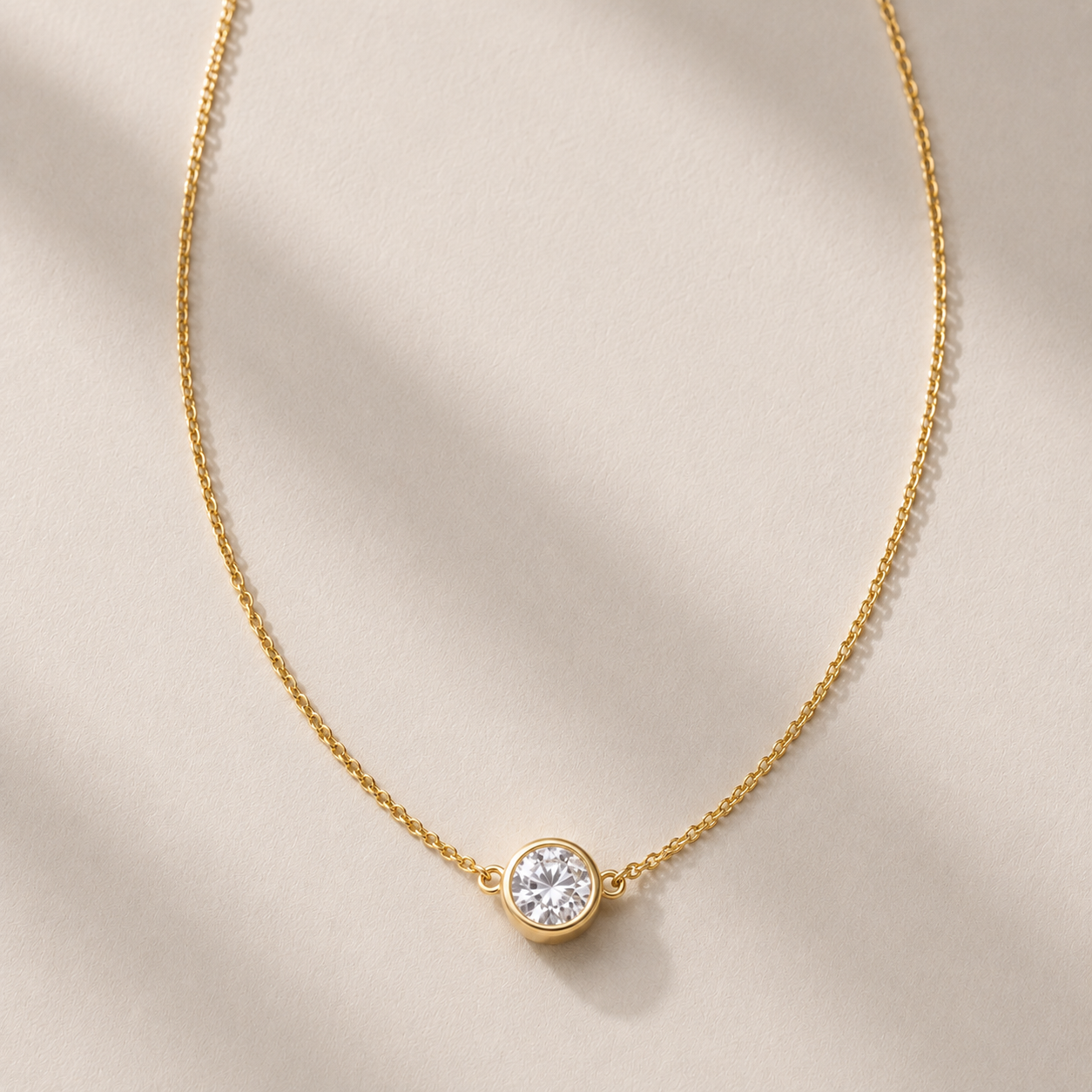 DHARIN Solitaire Floating Diamond Pendant - 14K solid gold version, 0.3ct round diamond