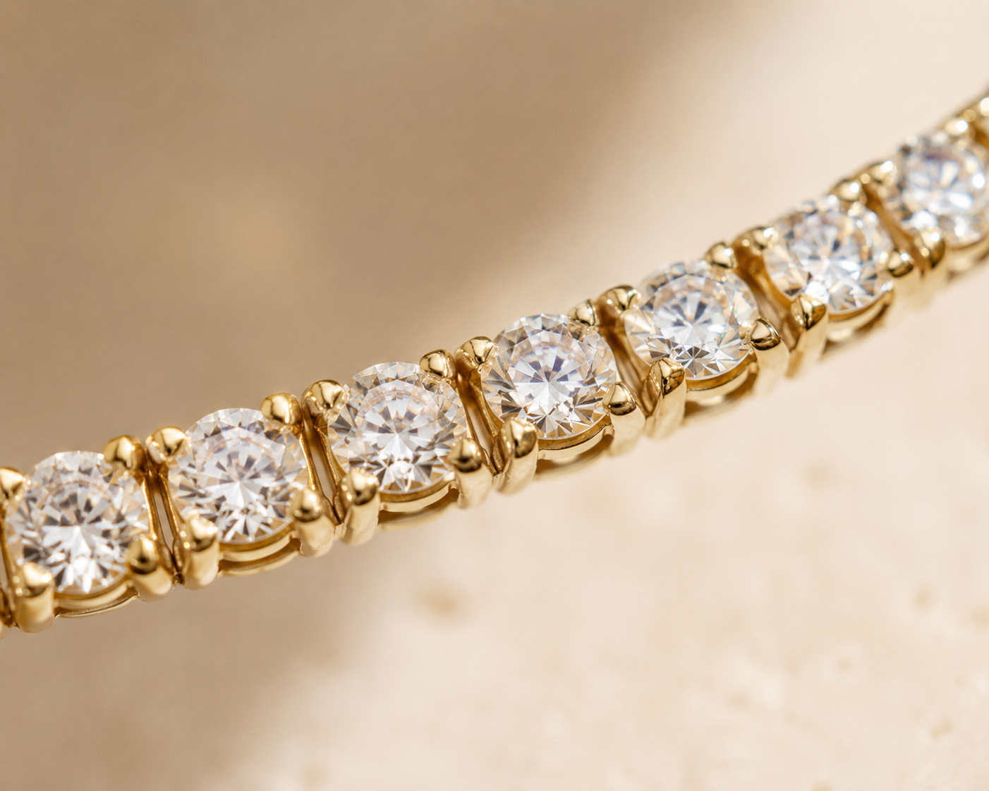 DHARIN Delicate Diamond Tennis Necklace - macro diamond detail, 2mm round brilliant prong set