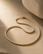 DHARIN Delicate Diamond Tennis Necklace - 18K gold vermeil 2ct, 40 diamonds 2.5mm, flat lay overhead