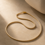 DHARIN Delicate Diamond Tennis Necklace - 18K gold vermeil 2ct, 40 diamonds 2.5mm, flat lay overhead