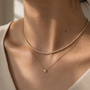 DHARIN Delicate Diamond Tennis Necklace - 14K white gold 2ct, 40 diamonds 2.5mm, flat lay overhead