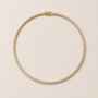 DHARIN Delicate Diamond Tennis Necklace - hanging view full length, diamond coverage collarbone