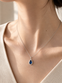 DHARIN Teardrop Gemstone Pendant - blue sapphire and emerald sterling silver, side by side comparison