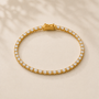DHARIN Classic Lab Diamond Tennis Bracelet - 1.5ct, 18K gold vermeil, approximately 24 diamonds 2.5mm, flat lay overhead
