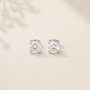 DHARIN Solitaire Lab Diamond Stud Earrings - 1ct pair, each 5.2mm round brilliant, four-prong sterling silver