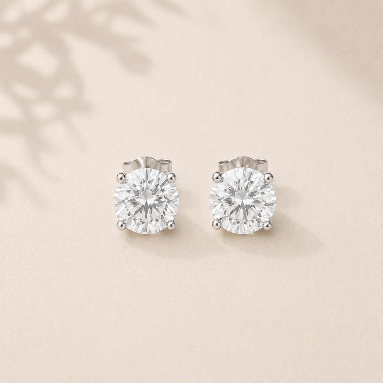 DHARIN Solitaire Lab Diamond Stud Earrings - 0.5ct pair, each 3.65mm round brilliant, four-prong sterling silver
