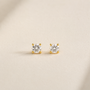 DHARIN Solitaire Lab Diamond Stud Earrings - 14K solid gold version, round brilliant lab-grown diamond