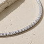 DHARIN Full Pavé Tennis Necklace close-up, lab-grown diamonds set stone-to-stone in S925 silver, 2.3mm round brilliant cut