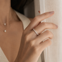 DHARIN Stackable Micro-Pavé Eternity Band - hand wearing view, lifestyle jewelry