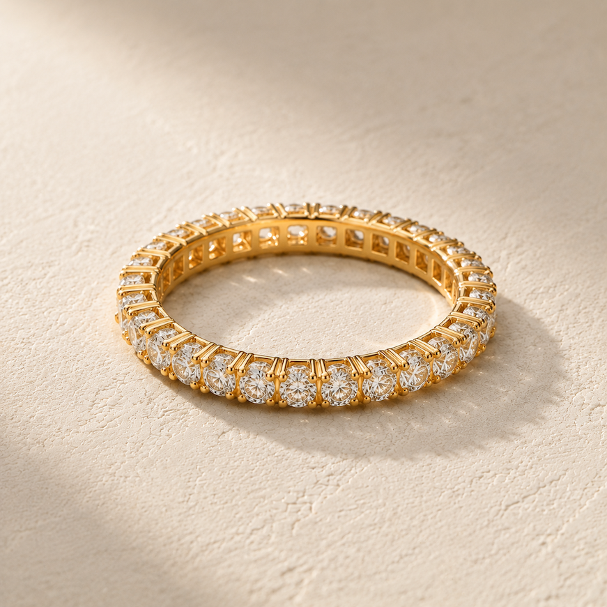 DHARIN Stackable Pavé Eternity Band - 18K Vermeil yellow gold, lab-grown diamond eternity ring