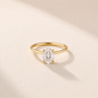 DHARIN Oval Solitaire Ring Slim Band - 14K gold, overhead flat view, lab-grown diamond