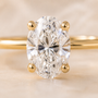 DHARIN Oval Solitaire Ring - macro diamond detail, oval brilliant cut lab-grown diamond