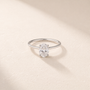 DHARIN Oval Solitaire Ring Slim Band - sterling silver version, side profile view