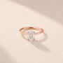 DHARIN Oval Solitaire Ring - 14K rose gold, blush pink tone, oval diamond solitaire