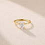 DHARIN Oval Solitaire Ring - 14K yellow gold, warm gold tone, oval diamond solitaire