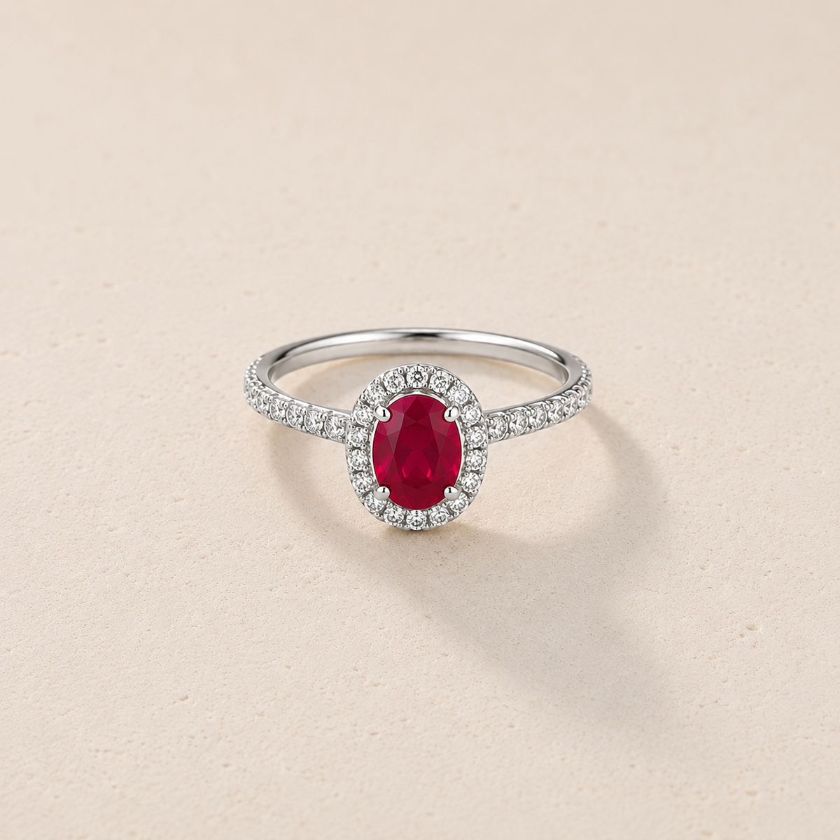 DHARIN Gemstone Halo Cocktail Ring - three color comparison, sapphire emerald ruby